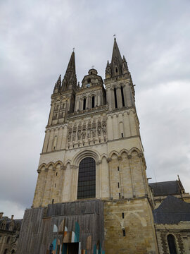 Attractions of the city of Angers, in France, beautiful old gothic church