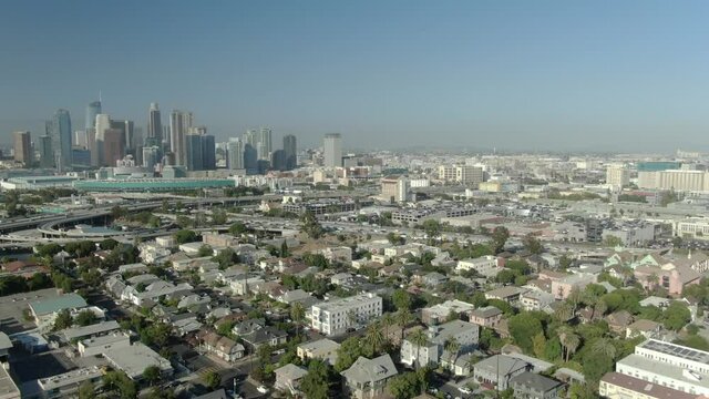 Los Angeles Downtown South Central from University Park Aerial Shot R