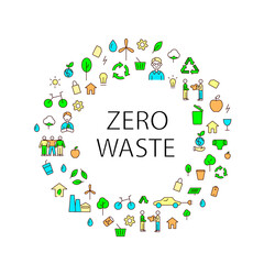 Zero waste idea color vector icon. Earth pollution. Save the planet. Conceptual frame linear illustration