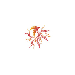 Phoenix flying fire bird vector abstract logo icon design template