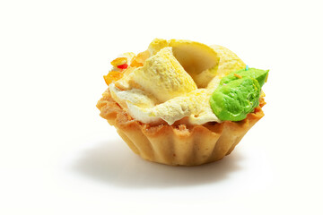 cake, a basket of cream