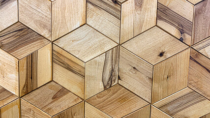 Wooden abstract background with geometric shapes