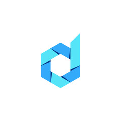 Letter D vector origami concept logo icon
