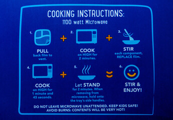 Picture instruction flow for cooking a TV dinner