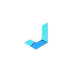 Letter J vector origami concept logo icon