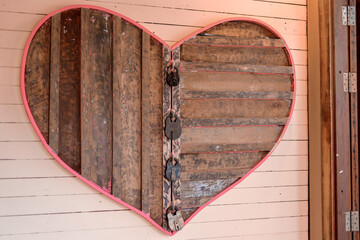 wooden door with heart