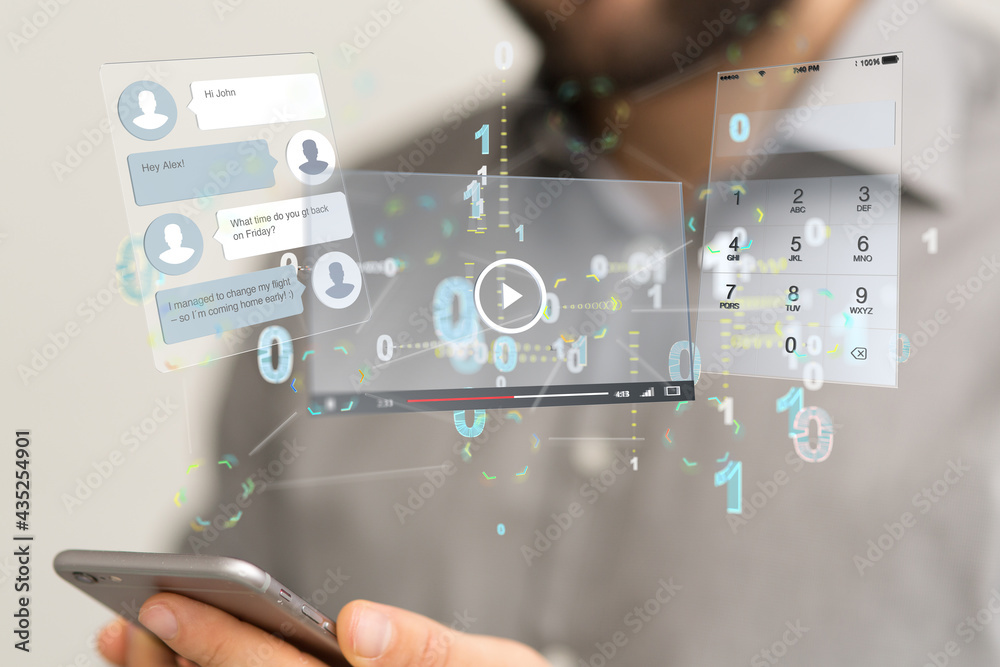 Wall mural web develop interface web application in hand