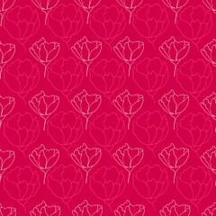 flower buds contour vector seamless pattern botanical illustration heads of flowers on a contrasting background