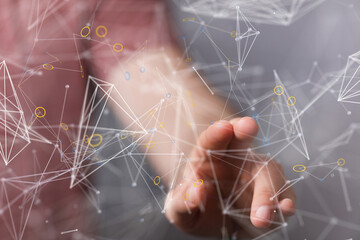 Abstract network of physical devices on the Internet using a network connection with statistics...