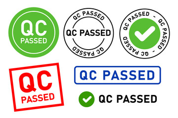 qc passed pass quality control label tag seal control sticker template design - obrazy, fototapety, plakaty