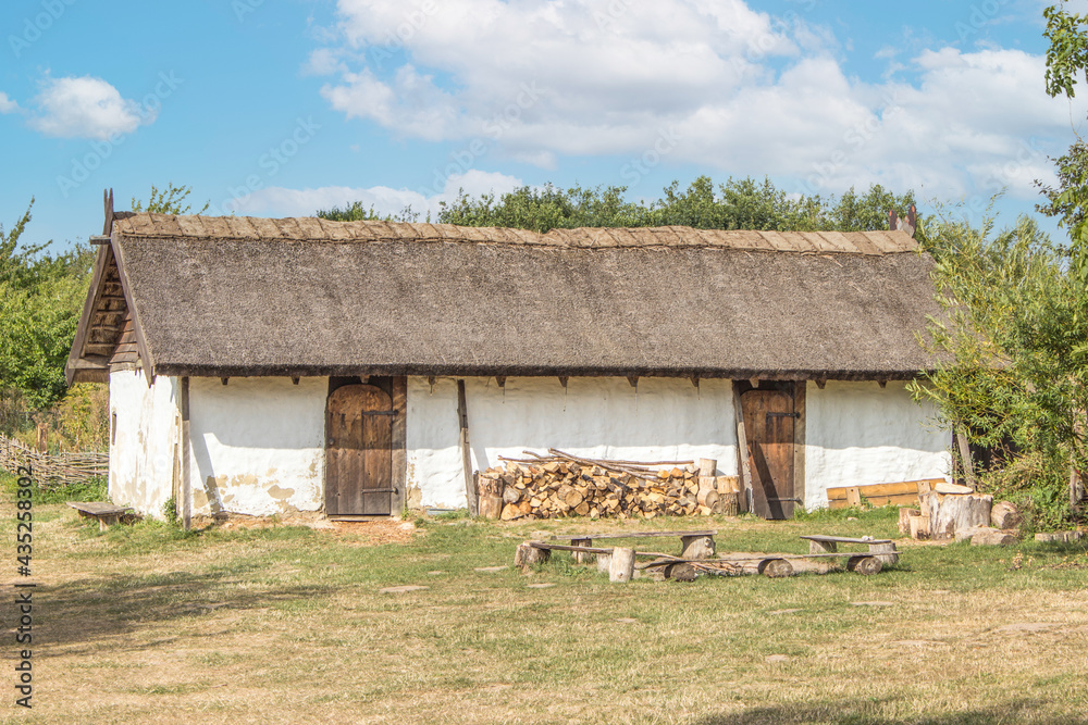 Wall mural Slagelse Trelleborg viking village reconstructed hut cabin Region Sjælland (Region Zealand) Denmark