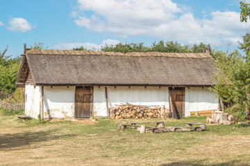 Slagelse Trelleborg viking village reconstructed hut cabin Region Sjælland (Region Zealand) Denmark