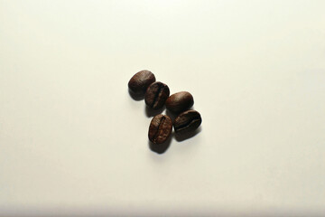 Roasted coffee beans isolated on white background