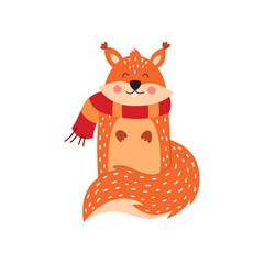 Cartoon squirrel on a white background, vector illustration