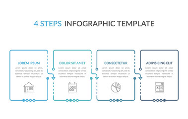 Infographic template with four elements with place for your text and icons