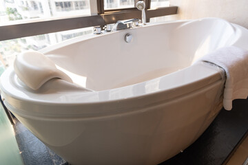 Bathroom Modern interior in luxury house. white bathroom design.