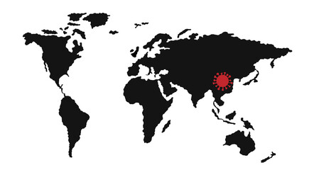 World Map with Coronavirus Pandemic Outbreak Location