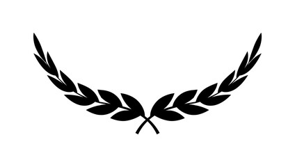 Laurel wreath icon. Laurel branch. Floral round frame of leaves. Vintage decorative element for award, medal, achievement, emblem, premium quality, ornate and logo.