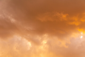 After the storm, the sky was covered with the setting sun.