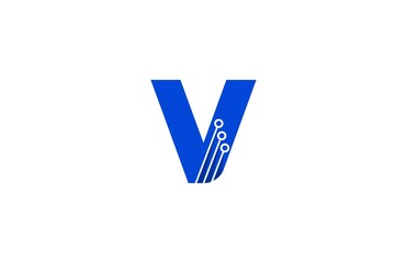 Modern Technology Circuit Letter V Logotype