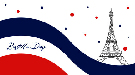 Happy bastille day background illustration vector. French national day illustration. - obrazy, fototapety, plakaty