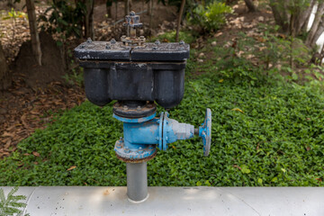 Water valve. Main City water supply pipeline. A big water supply main pipeline.