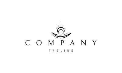 Obraz premium Vector logo on which an abstract image of the alchemical symbol of the moon and sun.