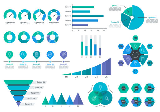 Graph, chart and diagram set. Business data graphic design template. Infographic template, layout, flowchart for presentations. Vector illustration.