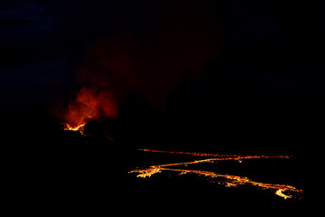 Geldingadalsgos, Fagradalsfjall volcano eruption -  is a shield volcano on the Reykjanes Peninsula, around 40 kilometres  from Reykjavík, Iceland - 435263763