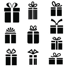 Collection of vector eps 10 gift. Gift isolated on white background.