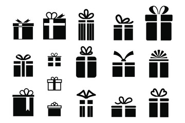 Collection of vector eps 10 gift. Gift isolated on white background.