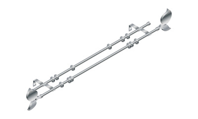 Vector illustration cornice for curtains isolated on white background. Realistic metal curtain rod  and accessories icon in flat cartoon style. New curtain pole with rings for interior design.