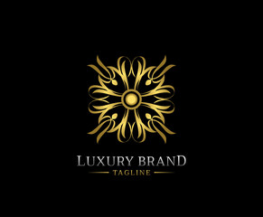 Luxury elegant gold mandala logo vector