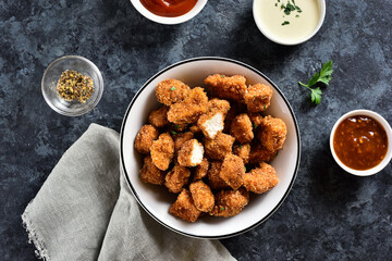 Crispy fried breaded chicken bites