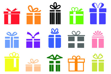 Collection of vector eps 10 gift. Gift isolated on white background.