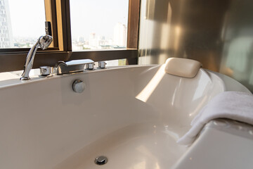 Bathroom Modern interior in luxury house. white bathroom design.