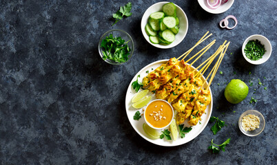 Chicken satay with peanut sauce