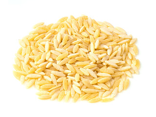 handful of uncooked risoni pastina on white