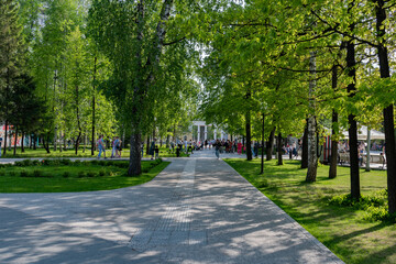 Fototapeta na wymiar Summer view of the central park city of Novosibirsk