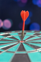 Fototapeta premium Bullseye is a target of business. Dart is an opportunity and Dartboard is the target and goal. So both of that represent a challenge in business marketing as concept. 