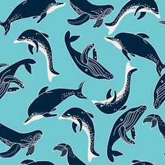 pattern with dolphin and whale