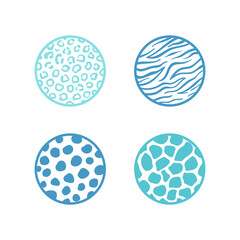 Colorful vector animals pattern illustrations in circle shapes