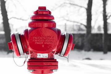 red fire hydrant in a winter