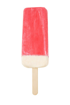 Pink Ice Cream Popsicle Isolated On White Background