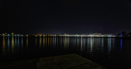 Sura river embankment in Penza at night