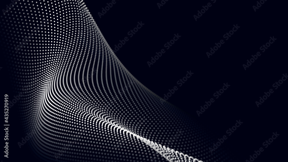 Aufkleber Abstract digital wave of particles. Futuristic point wave. Technology background vector. Vector illustration