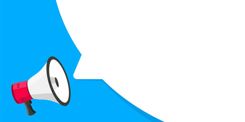 Megaphone with speech bubble banner. Loudspeaker. Can be used for business, marketing and advertising, concept of join us, job vacancy and announcement. Social media marketing concept for your design