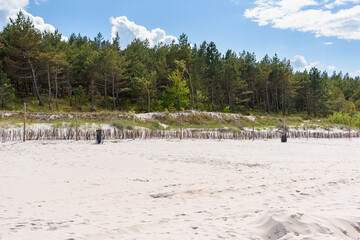 Wide sandy beach at Baltic sea - obrazy, fototapety, plakaty