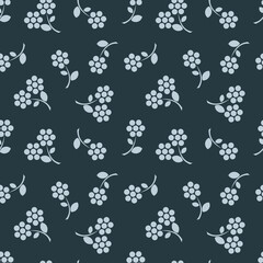 Abstract creative flowers in blue colors. Seamless summer pattern for printing on fabric, textiles, wrapping paper, interior design, decorative pillows, wallpaper, book covers. 