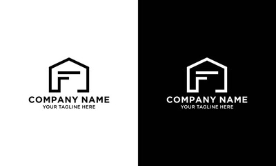 letter F House lineart Logo Design, Real Estate Icon. Property and Construction Logo design for business corporate sign. Minimal logo design template on white background.